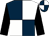 Dark blue and white (quartered), black sleeves (Mr Andrew Mark Kitching)