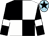 Black and white (quartered), black sleeves, white armlets, light blue cap, black star (Kings Head Duffield Racing Partnership)