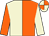 Beige and orange (halved), sleeves reversed, beige and orange quartered cap (Barry And Virginia Brown)