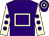 Purple, beige hollow box, beige sleeves, purple spots, purple and beige hooped cap (Cover Point Racing)