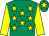 Emerald green, yellow stars, yellow sleeves, yellow star on cap (Andrew O'Brien)