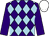 Purple & light blue diamonds, purple sleeves, white cap (Mrs Patricia Mullane)