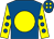 Royal blue, yellow disc, yellow sleeves, royal blue spots, royal blue cap, yellow spots (David Joseph O'Reilly)