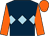 Dark blue, light blue triple diamond, orange sleeves and cap (Mr Richard J Bandey)
