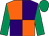Orange and purple (quartered), emerald green sleeves and cap (Mr T W Morley)