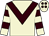 Beige, brown chevron, hooped sleeves and spots on cap (Mr D Boocock)