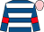 Royal blue, white hoops, royal blue sleeves, red armlets, pink cap (Dr Caroline Fry & Susie Dilhorne)