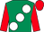 Emerald green, large white spots, red sleeves and cap (Mogs Morgan)