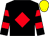 Black, red diamond, hooped sleeves, yellow cap (J C Collett)