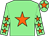 Light green, orange star, light green sleeves, orange stars, light green cap, orange star (Mr D J ffrench Davis)