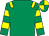 Emerald green, yellow epaulets, hooped sleeves, quartered cap (North Farm Stud Limited)