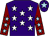Purple, white stars, maroon sleeves, light blue stars, purple cap, light blue star (Mr D Gallagher & Mr M Lynch)