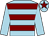 Light blue & maroon hoops, light blue sleeves, light blue cap, maroon star (R G English)