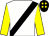 White, black sash, yellow sleeves, black cap, yellow spots (Mr Dave Arthur)