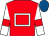 Red, white hollow box, white sleeves, red armlets, royal blue cap (The Coz Syndicate)