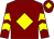Maroon, yellow diamond, chevrons on sleeves, maroon cap, yellow diamond (M & S Clarke)