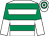 White & emerald green hoops, halved sleeves, hooped cap (Peter Trainor)