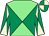 Emerald green & light green diabolo, beige sleeves, emerald green diabolo, beige & emerald green quartered cap (Mrs A Kennedy)