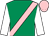 Emerald green, pink sash, white sleeves, pink cap (K Abdullah)