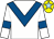 White, royal blue chevron, royal blue armlet, yellow cap, light blue star (City Equine II Syndicate)