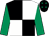 White & black quartered, emerald green sleeves, black cap, emerald green stars (Shane Pegley)