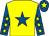 Yellow, royal blue star, royal blue sleeves, yellow stars, royal blue cap, yellow star (B A Murphy)