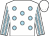 White, light blue spots, striped sleeves, white cap (Mr R D Potter)