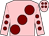 Pink, large maroon spots, pink sleeves, maroon spots and spots on cap (Mr Steve Atkinson)