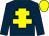 Dark blue, yellow cross of lorraine, yellow cap (Mr Ed Hawkings)