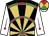 BLACK, YELLOW yoke, RED disc, WHITE and red halved sleeves, GREEN & BLACK quartered cap (Withernsea Thoroughbred Limited)