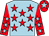 Light blue, red stars, red sleeves, light blue stars, red cap, light blue star (Mr K Clarke & Partner)