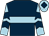 Dark blue, light blue hoop, light blue and dark blue chevrons on sleeves, light blue cap, dark blue diamond (Apcc Limited)