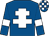 Royal blue, white cross of lorraine and armlets, check cap (Mr Michael Hill)