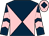 Dark blue and pink diabolo, chevrons on sleeves, pink cap, dark blue diamond (Geoff & Sandra Turnbull)