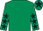 Emerald green, dark blue stars on sleeves, emerald green cap, dark blue star (Miss L Egerton)
