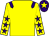 Yellow, purple epaulets, yellow sleeves, purple stars, purple cap, yellow star (Mr C L Bacon)