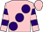 Pink, large purple spots, hooped sleeves (Chris Giles)