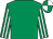 Emerald green, white striped sleeves, quartered cap (The Oakwood Nobels)