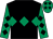 Black, emerald green triple diamond, emerald green sleeves, black diamonds, emerald green cap, black stars (Mr Patrick Moore)