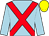Pale blue, red cross belts, yellow cap (This Horse Is For Sale Partnership)