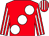 Red, large white spots, striped sleeves and cap (Mr S Brown & Mr I Jardine)