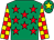 Emerald green, red stars, red and yellow check sleeves, emerald green cap, yellow star (Davies, Smith, Carr, Brown, Govier)