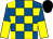 Royal blue and yellow check, halved sleeves, black cap (Mr D Shorey)