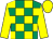 Emerald green and yellow check, yellow sleeves and cap (Amanda & Patrick Bancroft)