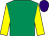 Emerald green, yellow sleeves, purple cap (Miss Brid Collison)