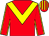 Red, yellow chevron, yellow seams on sleeves, striped cap (Plumbers & Oil Rig Partnership)