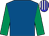 Royal blue, emerald green sleeves, blue & white striped cap (P P Egan)