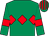 Emerald green, red triple diamond, red armlet, striped cap (Cathal Hughes)