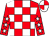 Red & white check, white stars on sleeves, quartered cap (Linda Mulcahy & Mary Wolridge)