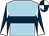 Light blue, dark blue hoop, white sleeves, dark blue diabolo, white & dark blue quartered cap (Philip Byrne)